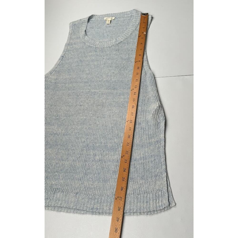 Eileen Fisher Sweater Womens Medium Blue Linen Sleeveless Luxury Resort Preppy - Picture 11 of 12